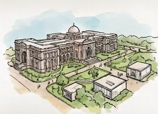Museum campus, watercolour study